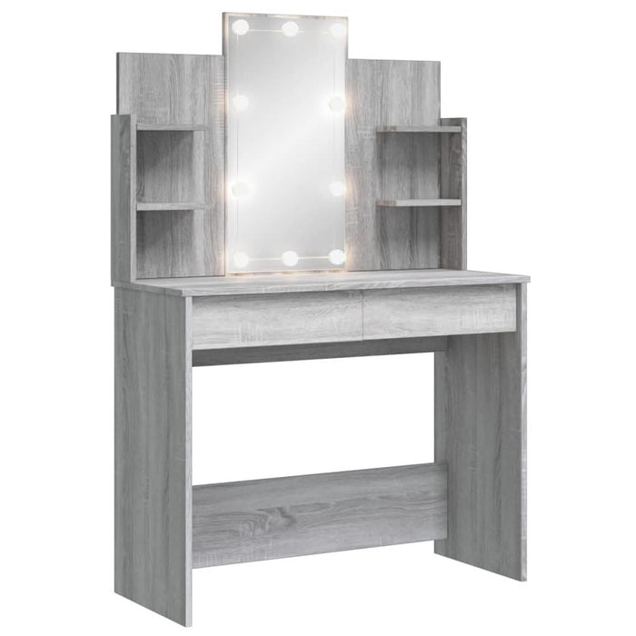 Masă de toaletă cu LED-uri, gri sonoma, 96x40x142 cm - WALTI WALTI