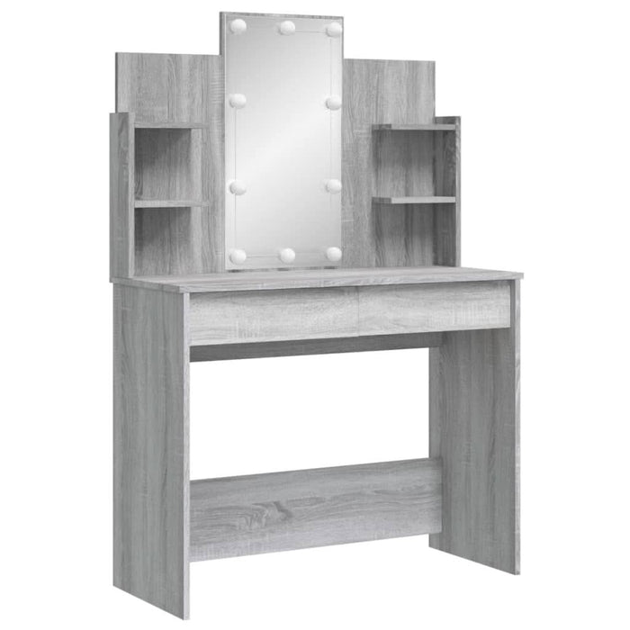 Masă de toaletă cu LED-uri, gri sonoma, 96x40x142 cm - WALTI WALTI