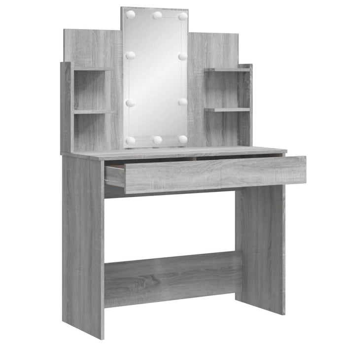 Masă de toaletă cu LED-uri, gri sonoma, 96x40x142 cm - WALTI WALTI