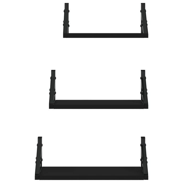 Set rafturi de perete, 3 buc., negru, lemn prelucrat - WALTI WALTI