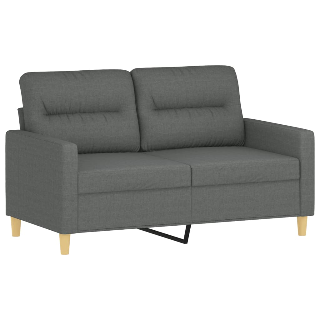 Canapea cu 2 locuri cu pernuțe, gri închis, 120 cm, textil