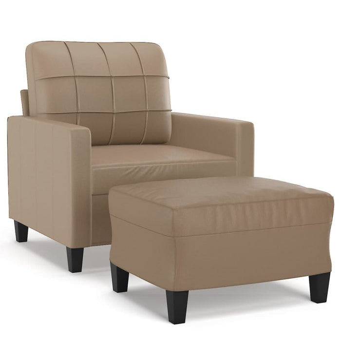 Fotoliu canapea cu taburet, cappuccino, 60 cm, piele ecologică - WALTI WALTI