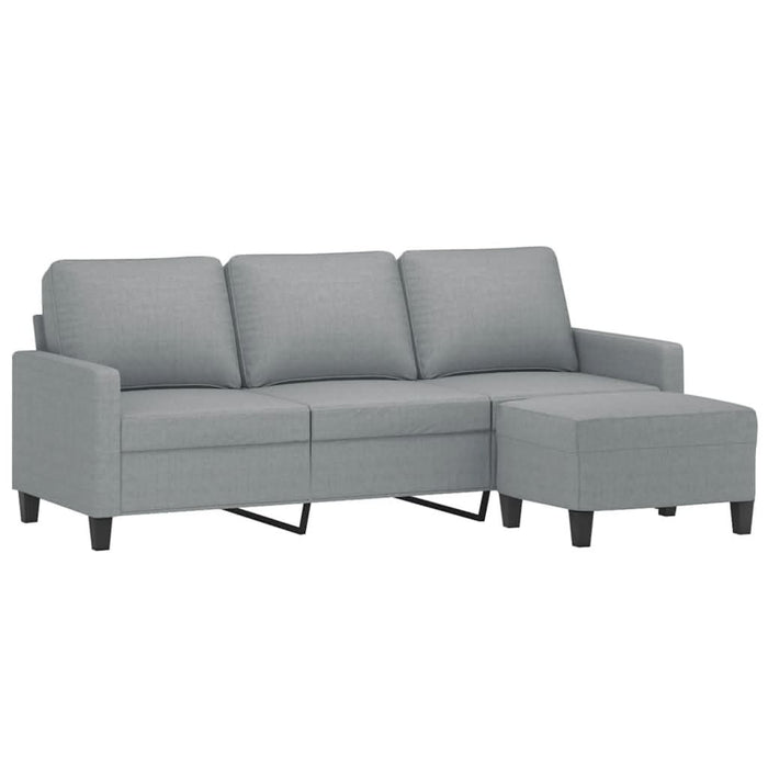 Canapea cu 3 locuri și taburet, gri deschis, 180 cm, textil - WALTI WALTI