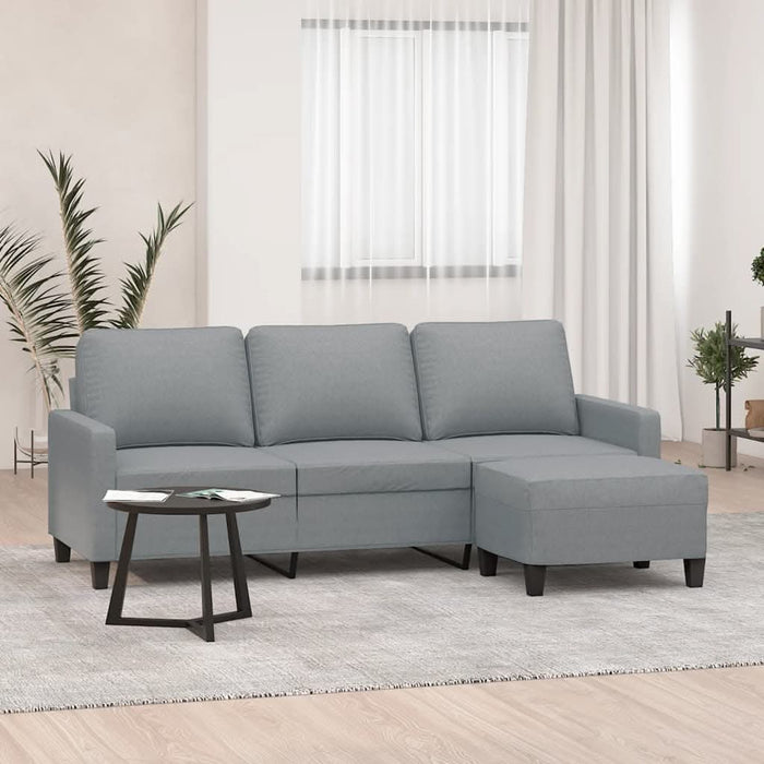 Canapea cu 3 locuri și taburet, gri deschis, 180 cm, textil - WALTI WALTI