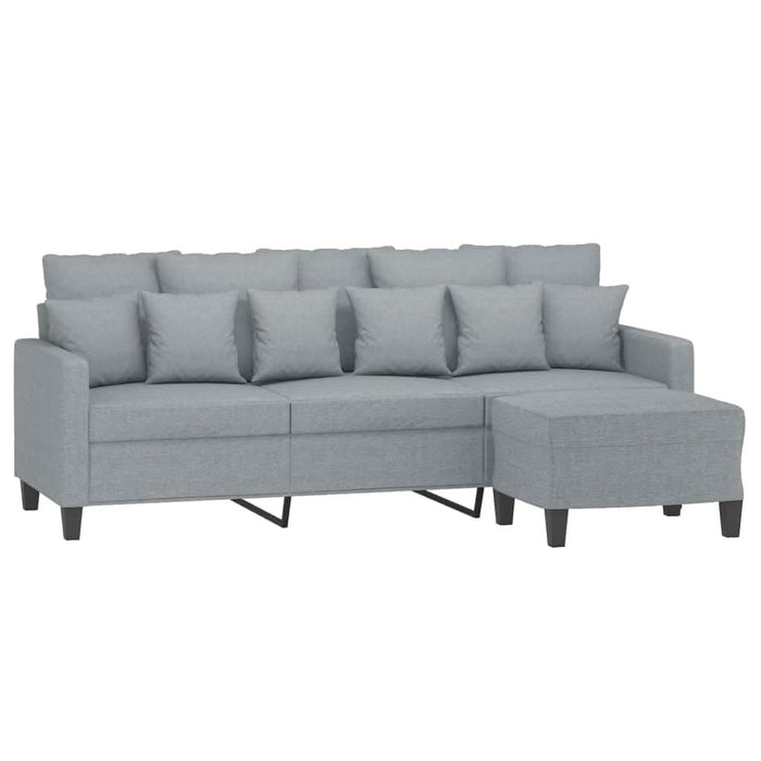 Canapea cu 3 locuri și taburet, gri deschis, 180 cm, textil - WALTI WALTI