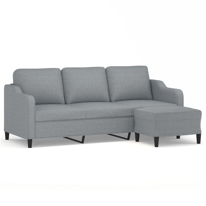 Canapea cu 3 locuri și taburet, gri deschis, 180 cm, textil - WALTI WALTI
