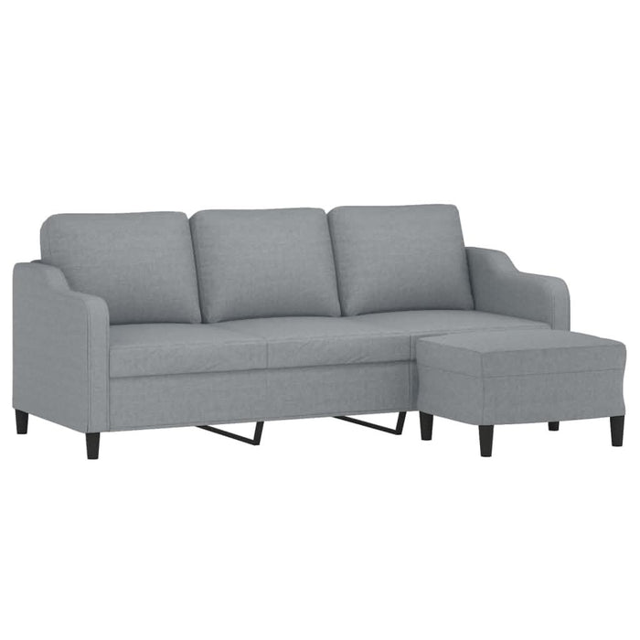Canapea cu 3 locuri și taburet, gri deschis, 180 cm, textil - WALTI WALTI