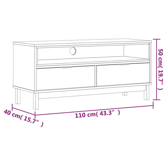 Dulap TV „FLAM” 110x40x50 cm, lemn masiv de pin - WALTI WALTI
