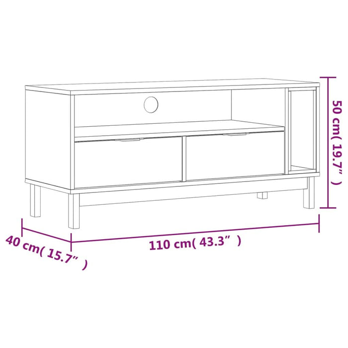 Dulap TV „FLAM” 110x40x50 cm, lemn masiv de pin - WALTI WALTI