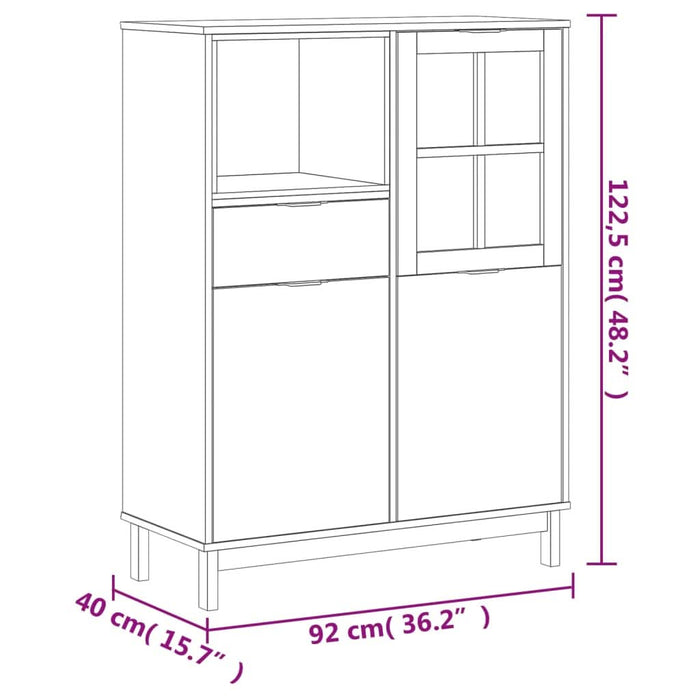 Dulap cu ușă din sticlă „FLAM” 92x40x122,5 cm lemn masiv de pin - WALTI WALTI