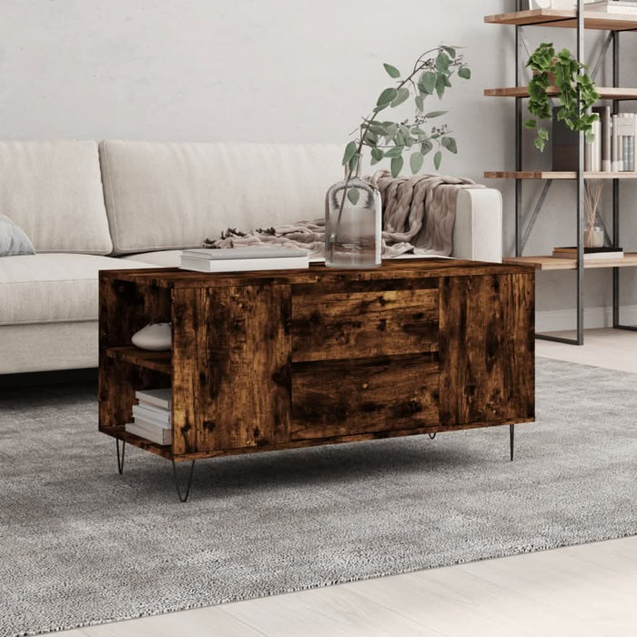 Măsuță de cafea, stejar afumat, 102x44,5x50 cm, lemn prelucrat - WALTI WALTI