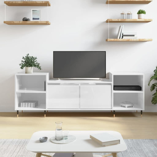 Comodă TV, alb extralucios, 160x35x55 cm, lemn prelucrat - WALTI WALTI