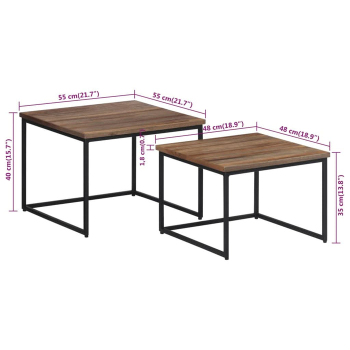 Măsuțe de cafea suprapuse, 2 buc., lemn masiv de tec - WALTI WALTI