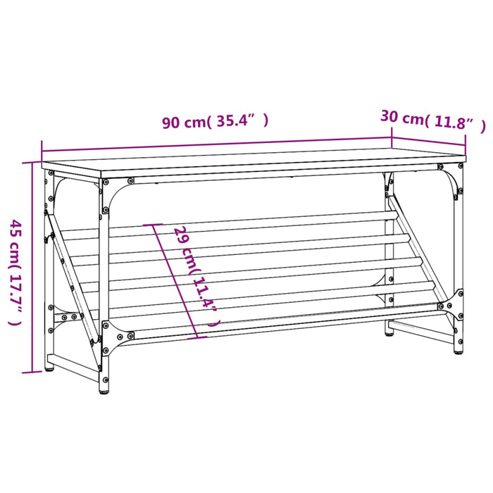 Pantofar, gri sonoma, 90x30x45 cm, lemn prelucrat - WALTI WALTI