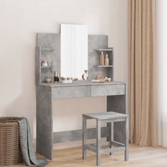 Masă de toaletă cu oglindă, gri beton, 96x39x142 cm - WALTI WALTI