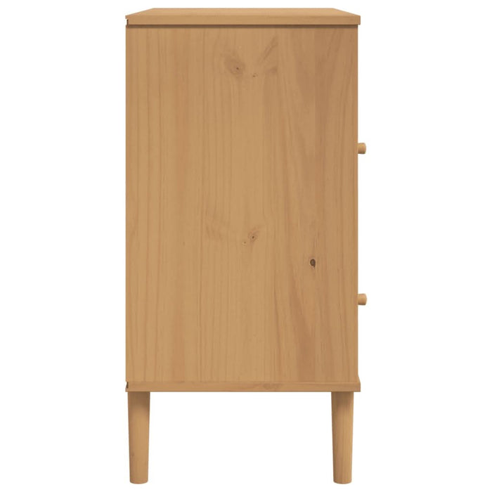 Servantă SENJA, aspect ratan maro, 80x40x80 cm, lemn masiv pin - WALTI WALTI