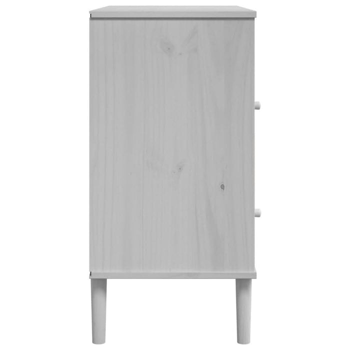 Servantă SENJA, aspect ratan alb, 80x40x80 cm, lemn masiv pin - WALTI WALTI