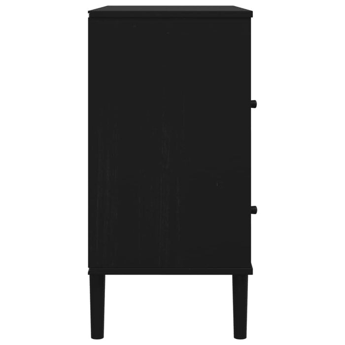 Servantă SENJA, aspect ratan negru, 80x40x80 cm, lemn masiv pin - WALTI WALTI