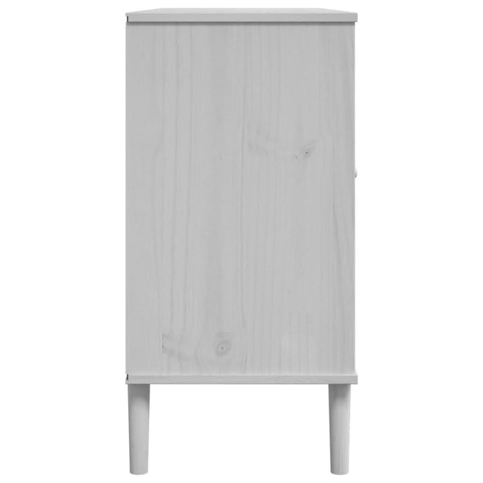 Servantă SENJA, aspect ratan alb, 112x40x80 cm, lemn masiv pin - WALTI WALTI