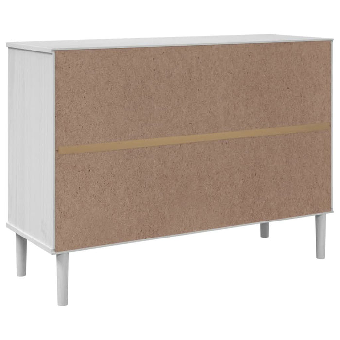 Servantă SENJA, aspect ratan alb, 112x40x80 cm, lemn masiv pin - WALTI WALTI