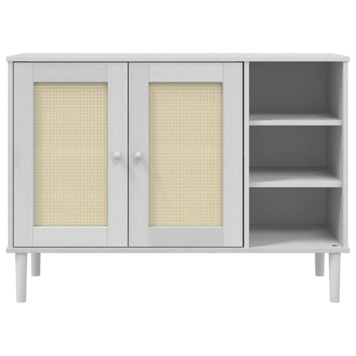Servantă SENJA, aspect ratan alb, 112x40x80 cm, lemn masiv pin - WALTI WALTI