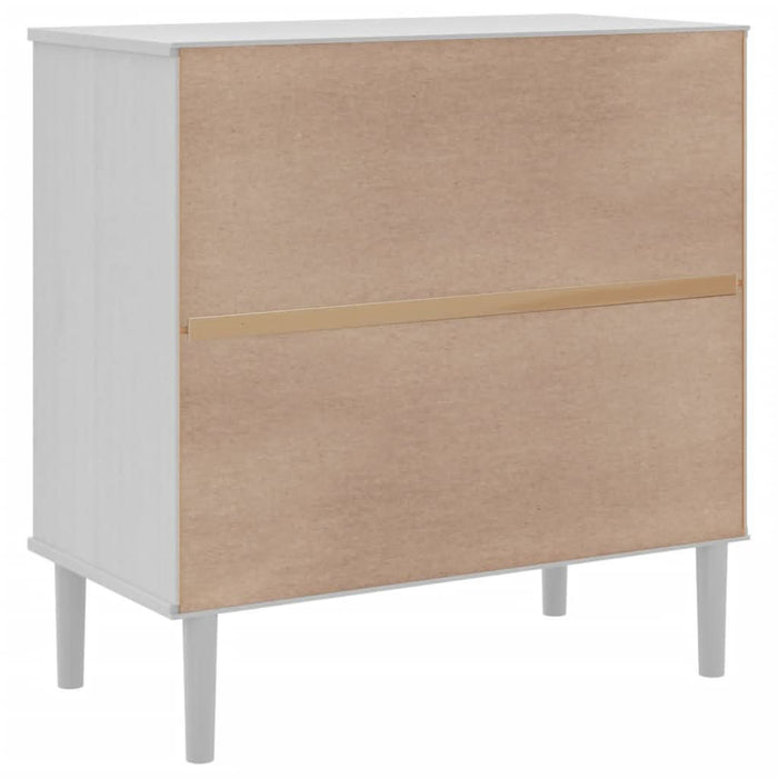 Servantă SENJA, aspect ratan alb, 80x40x80 cm, lemn masiv pin - WALTI WALTI