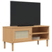 Comodă TV SENJA aspect ratan maro, 106x40x49 cm, lemn masiv pin - WALTI WALTI