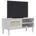 Comodă TV SENJA aspect ratan alb, 106x40x49 cm, lemn masiv pin - WALTI WALTI