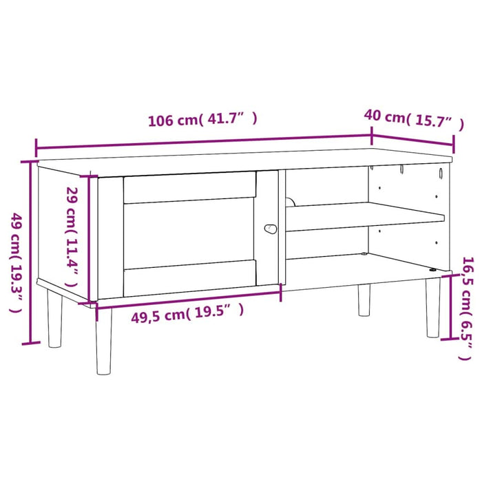 Comodă TV SENJA aspect ratan negru 106x40x49 cm lemn masiv pin - WALTI WALTI