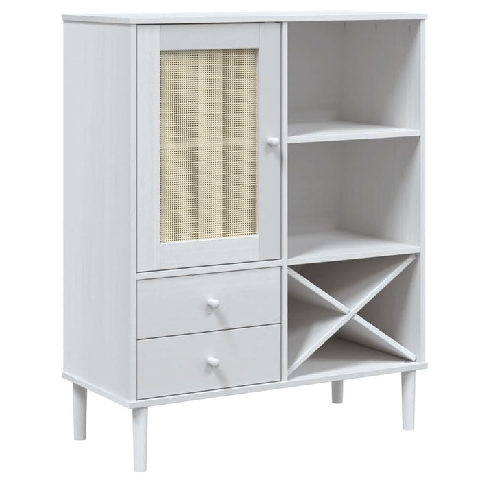 Dulap înalt SENJA aspect ratan alb, 90x40x112cm, lemn masiv pin - WALTI WALTI