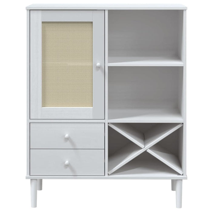 Dulap înalt SENJA aspect ratan alb, 90x40x112cm, lemn masiv pin - WALTI WALTI