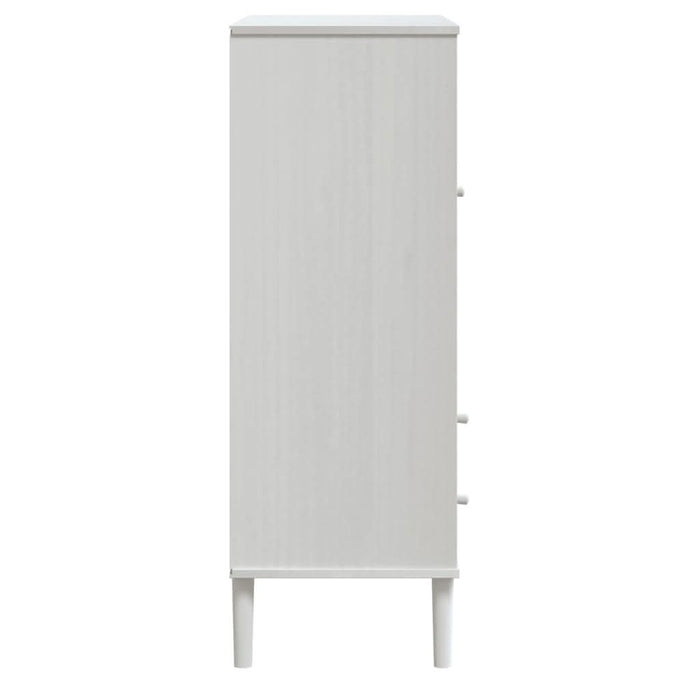 Dulap înalt SENJA aspect ratan alb, 90x40x112cm, lemn masiv pin - WALTI WALTI