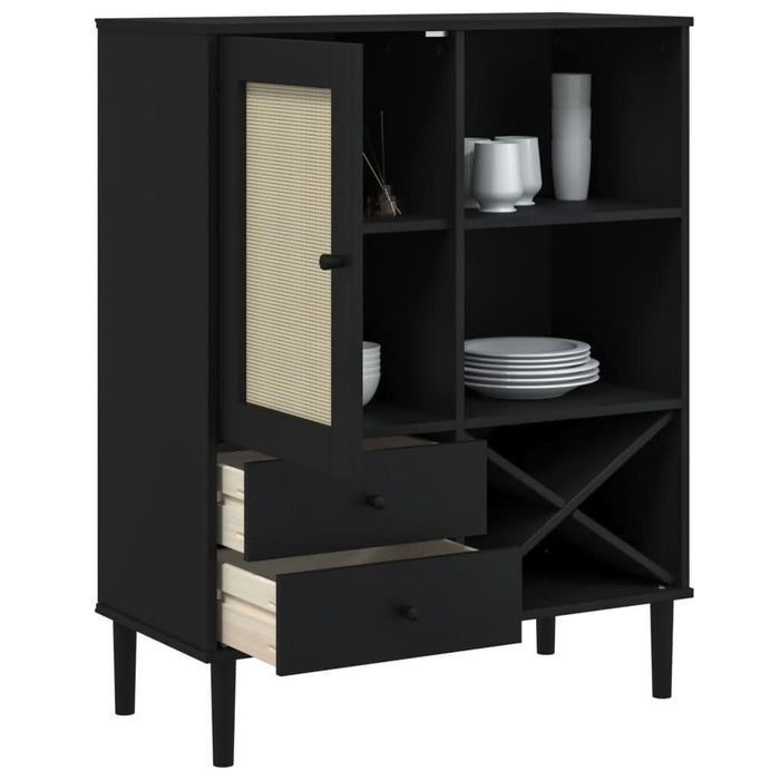 Dulap înalt SENJA aspect ratan negru, 90x40x112cm - WALTI WALTI