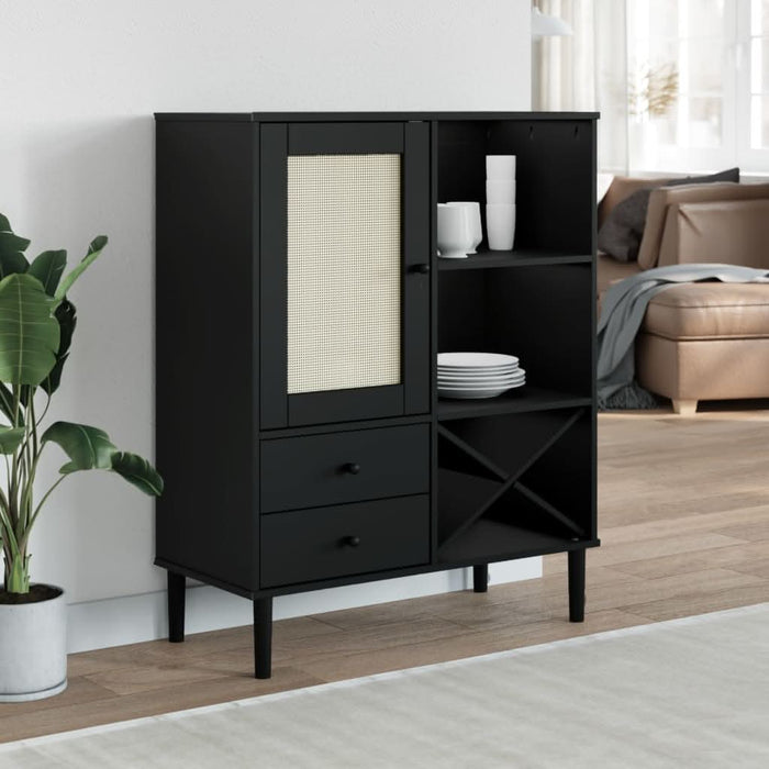 Dulap înalt SENJA aspect ratan negru, 90x40x112cm - WALTI WALTI