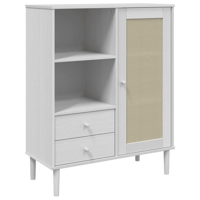 Dulap înalt SENJA aspect ratan alb, 90x40x112cm, lemn masiv pin - WALTI WALTI