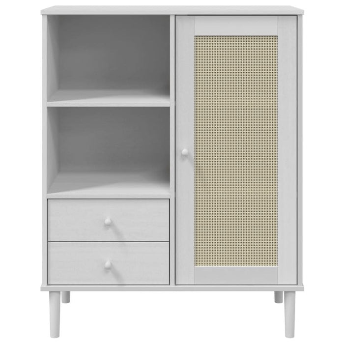 Dulap înalt SENJA aspect ratan alb, 90x40x112cm, lemn masiv pin - WALTI WALTI