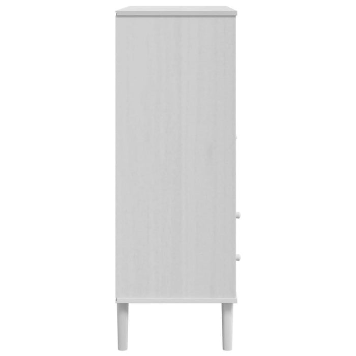 Dulap înalt SENJA aspect ratan alb, 90x40x112cm, lemn masiv pin - WALTI WALTI