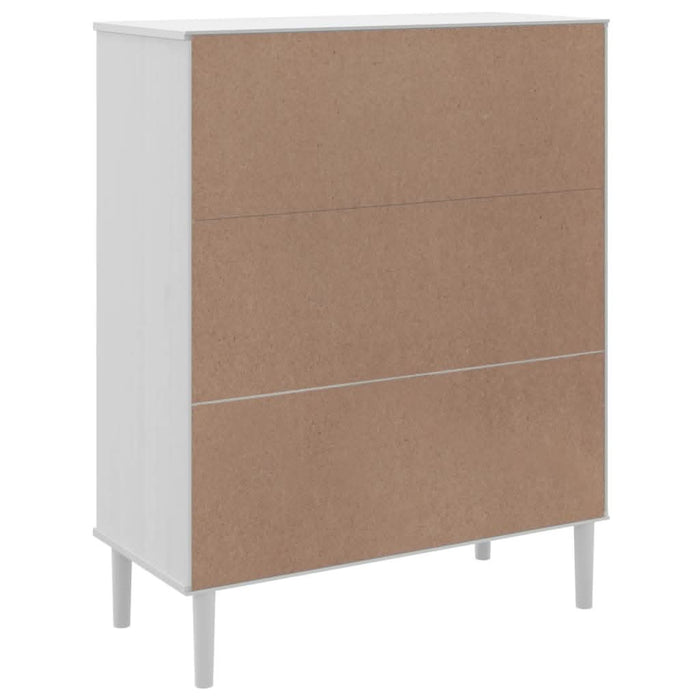 Dulap înalt SENJA aspect ratan alb, 90x40x112cm, lemn masiv pin - WALTI WALTI