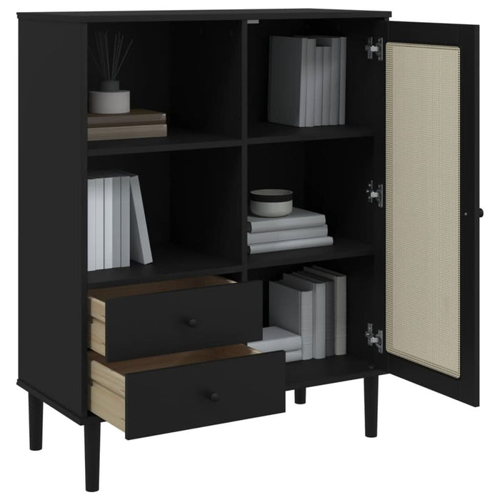 Dulap înalt SENJA aspect ratan negru, 90x40x112cm - WALTI WALTI