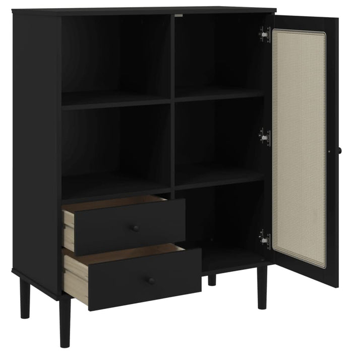 Dulap înalt SENJA aspect ratan negru, 90x40x112cm - WALTI WALTI