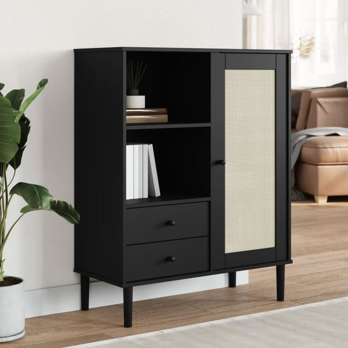 Dulap înalt SENJA aspect ratan negru, 90x40x112cm - WALTI WALTI