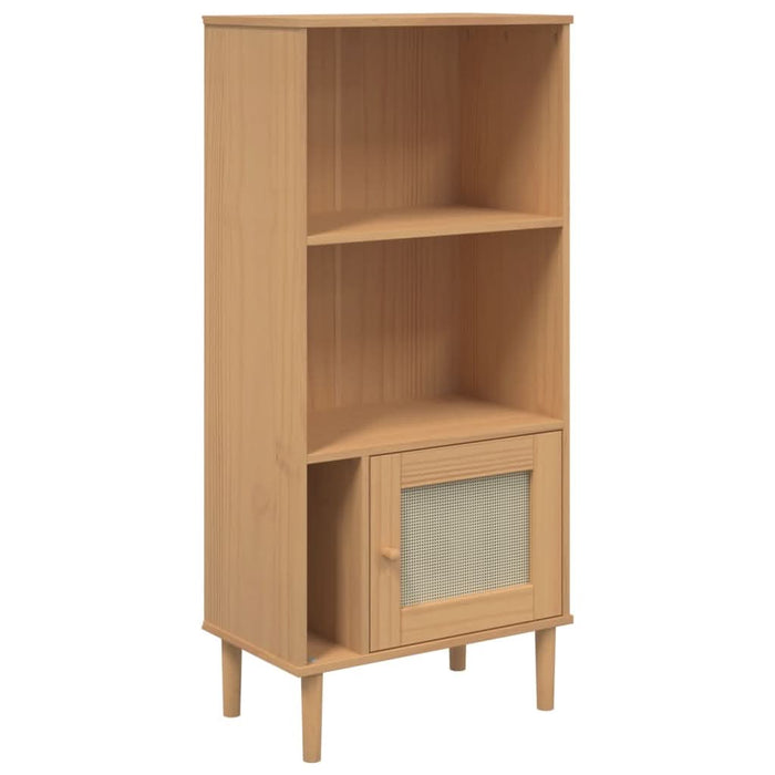 Bibliotecă SENJA aspect ratan maro 60x35x130 cm lemn masiv pin - WALTI WALTI