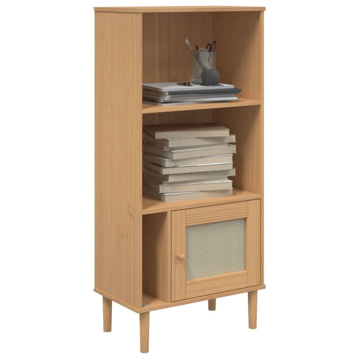 Bibliotecă SENJA aspect ratan maro 60x35x130 cm lemn masiv pin - WALTI WALTI
