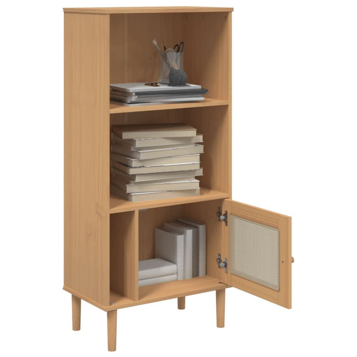 Bibliotecă SENJA aspect ratan maro 60x35x130 cm lemn masiv pin - WALTI WALTI