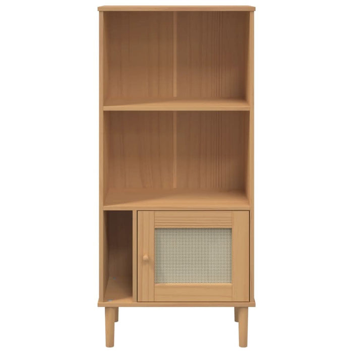Bibliotecă SENJA aspect ratan maro 60x35x130 cm lemn masiv pin - WALTI WALTI