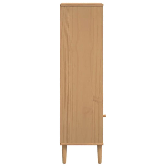 Bibliotecă SENJA aspect ratan maro 60x35x130 cm lemn masiv pin - WALTI WALTI