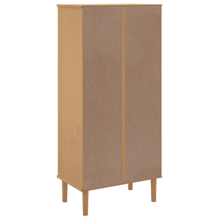 Bibliotecă SENJA aspect ratan maro 60x35x130 cm lemn masiv pin - WALTI WALTI