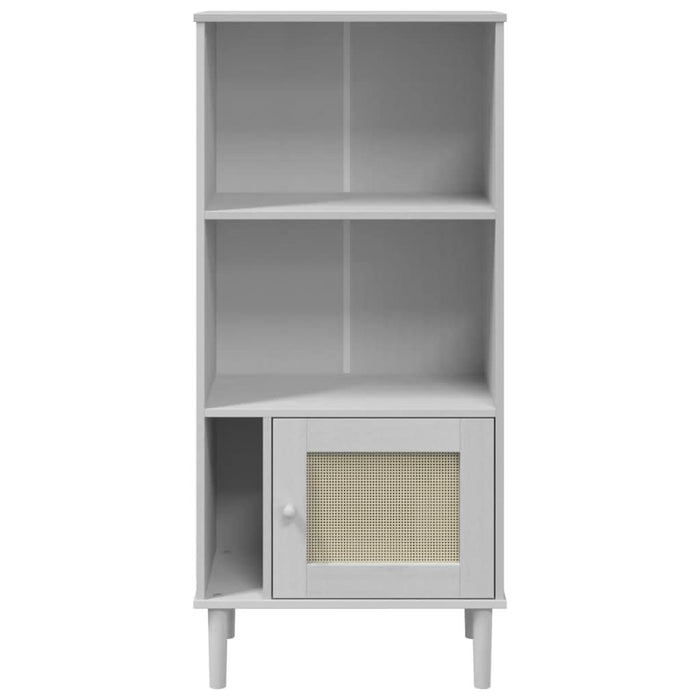 Bibliotecă SENJA aspect ratan alb 60x35x130 cm lemn masiv pin - WALTI WALTI