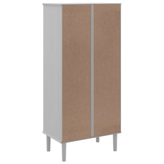 Bibliotecă SENJA aspect ratan alb 60x35x130 cm lemn masiv pin - WALTI WALTI