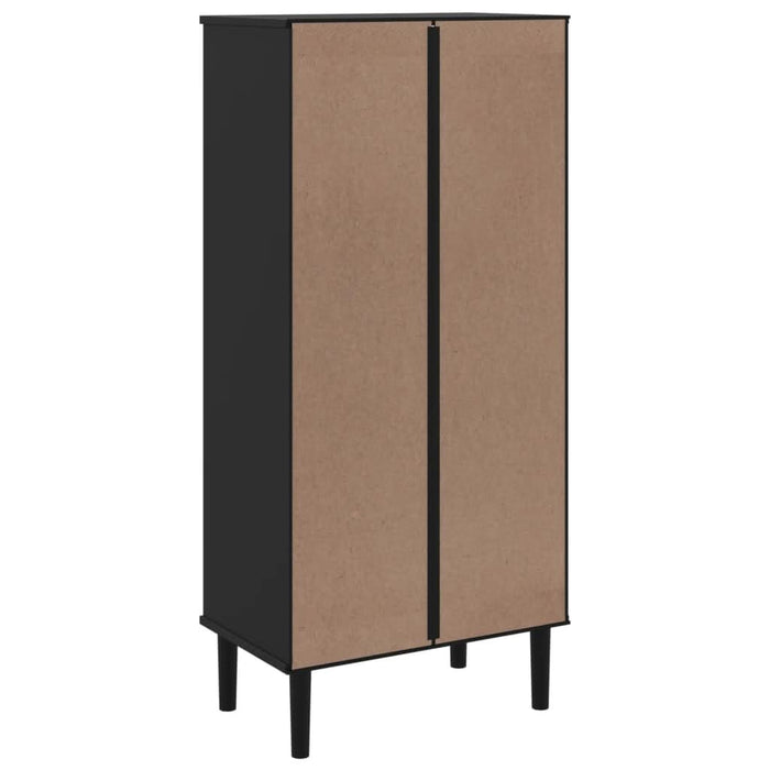 Bibliotecă SENJA aspect ratan negru 60x35x130 cm lemn masiv pin - WALTI WALTI